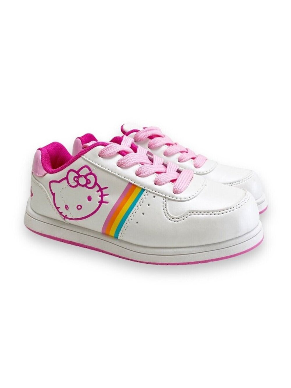 Hello Kitty Sanrio Kids Girl Sneakers Youth White Rainbow Shoes Size 11 Low Tops